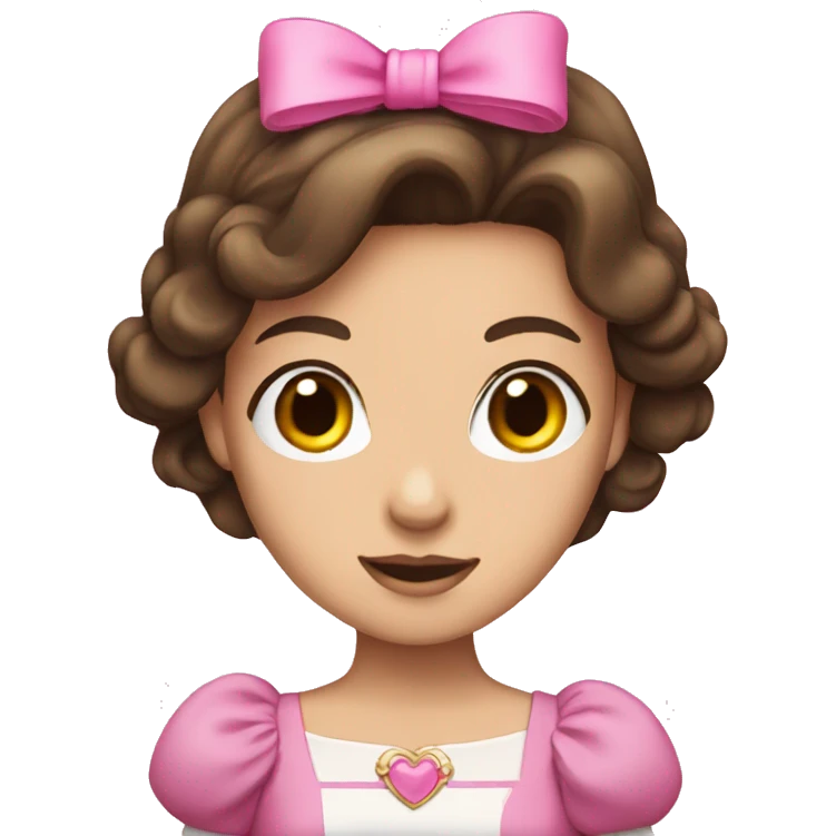 Brunette princess with a pink bow  emoji