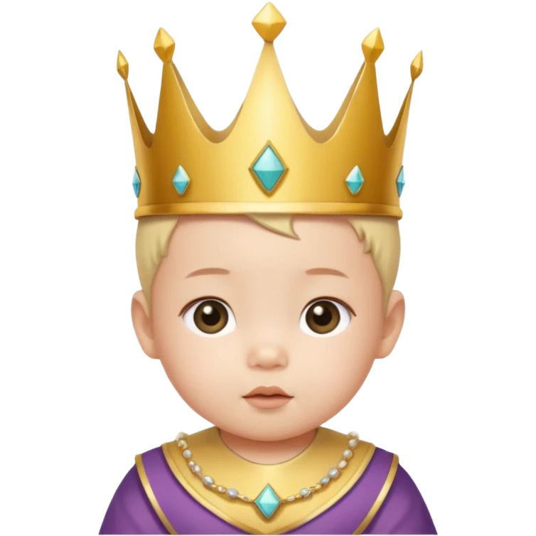 white asian baby wearing crown with number 1 written on it emoji