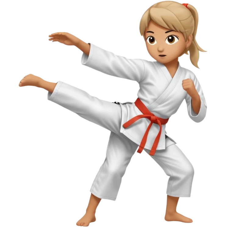 hand drawn girl karate kick emoji