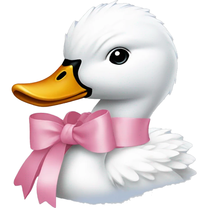 Swan with a pink bow around its neck  emoji