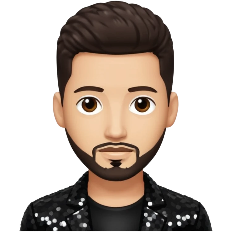 Jon B, White R&B Singer with light skin, dark brown hair, black sequin outfit emoji