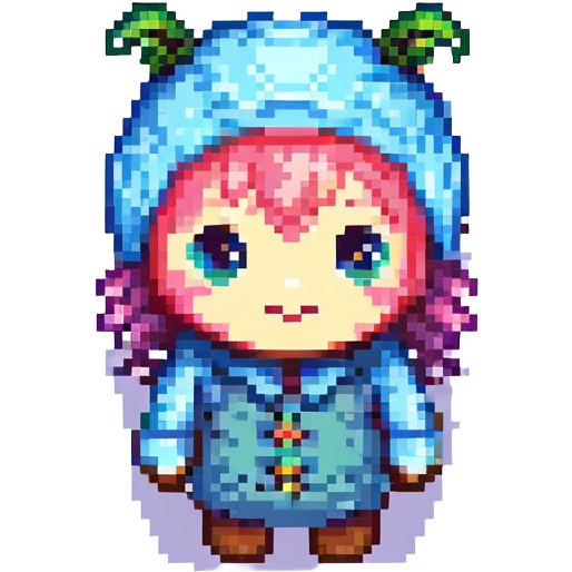 Elefantuchi coconuchi, whimsical and cute, small sprite, bright colors emoji