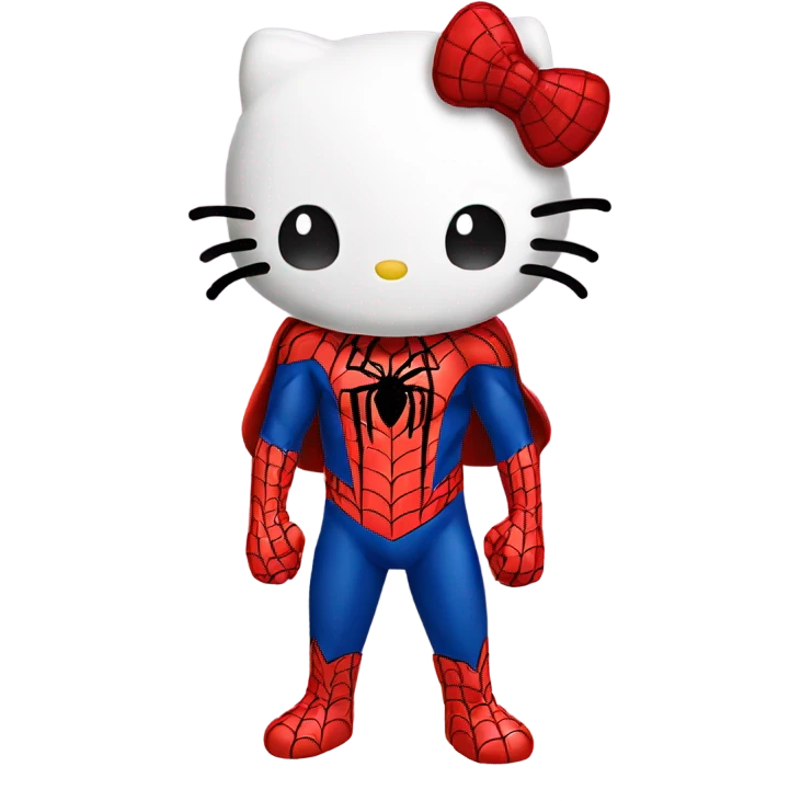 Hello kitty kissing spider man  emoji
