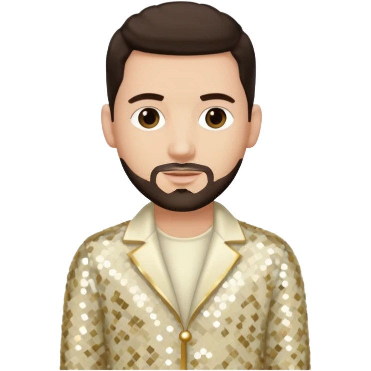Jon B, White R&B Singer with light skin, dark brown hair, cream sequin outfit emoji