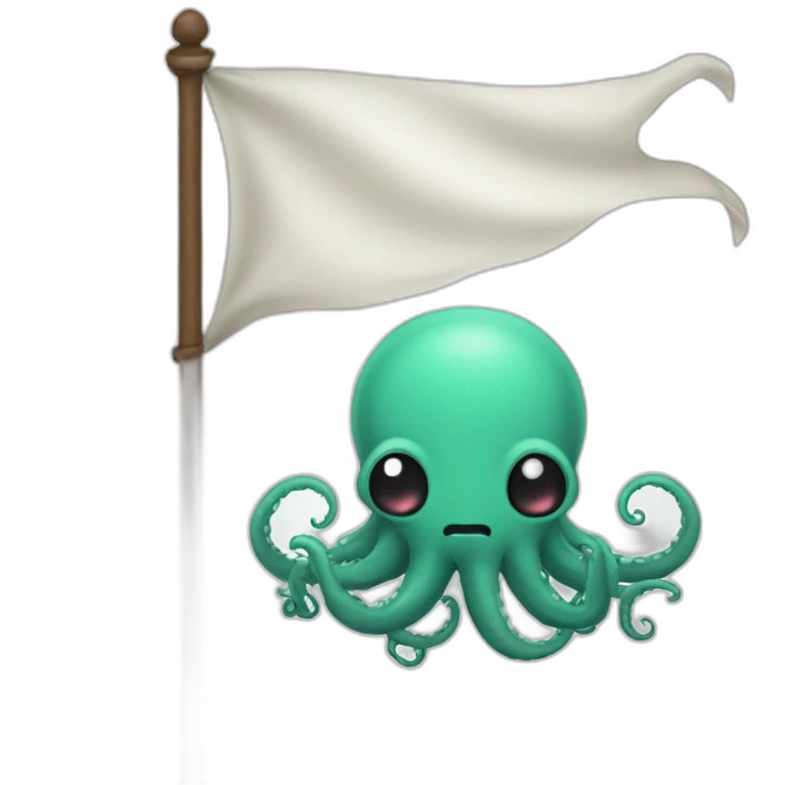 cute kraken hanging a white flag emoji