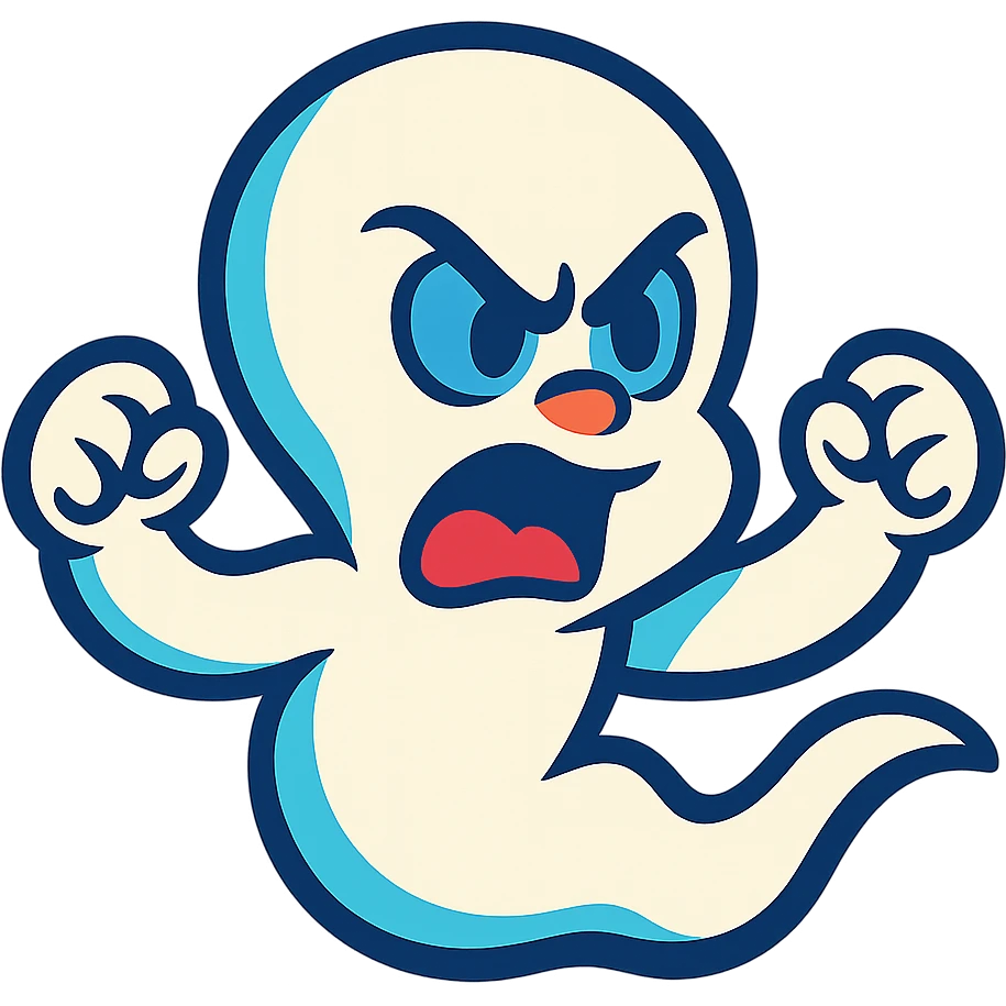 angry Casper ghost in vibrant toon style emoji