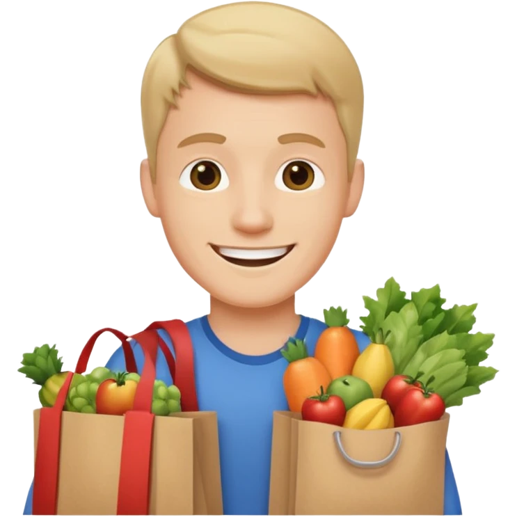 a white man with shopping bag emoji