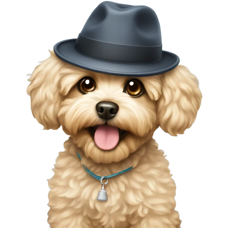 Maltipoo wearing a hat emoji
