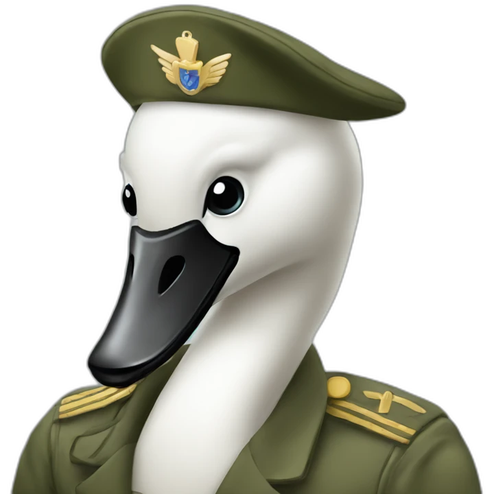 a swan in army suit emoji