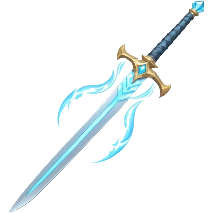 wind elemental sword object icon, elegant fantasy sword, swirling wind aura around the blade, light blue glow, floating air particles, 3D cartoon, mobile game icon style, centered, clean background, soft shadow, no text, no watermark
 emoji