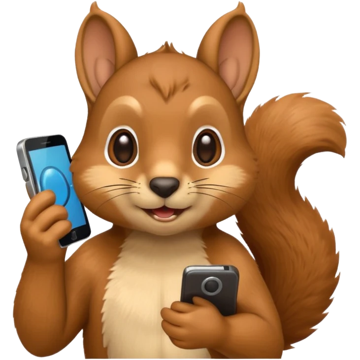 squirrel holding a phone to its ear, classic Apple emoji style, simple emoji