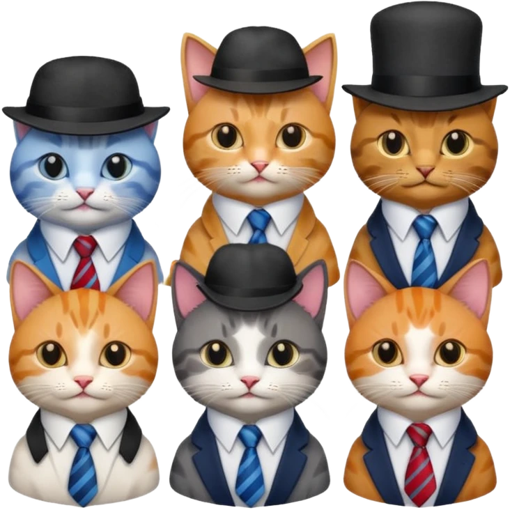 cat with ties and hats diffrents cats emoji