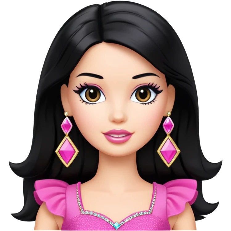 barbie popstar  with black hair  emoji