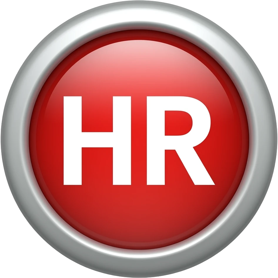Red button with HR in white on it emoji
