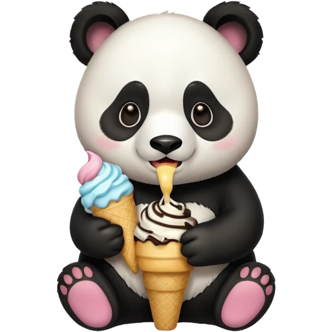 Panda eating ice cream emoji