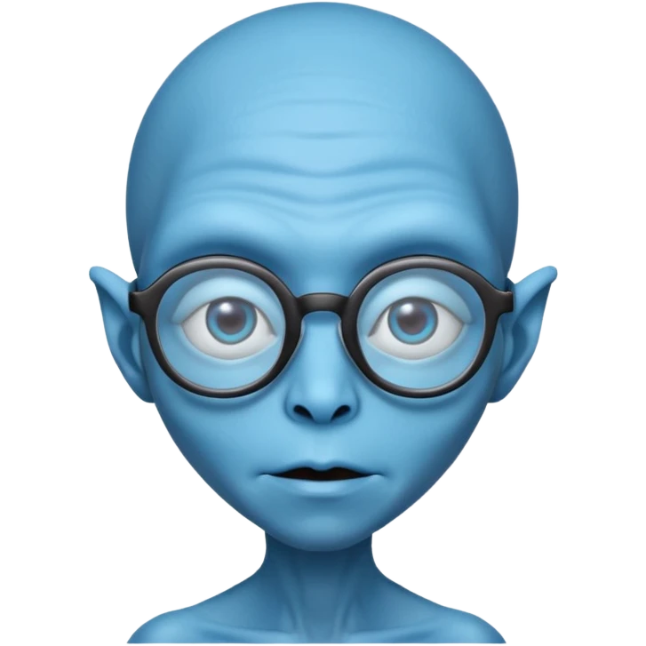 blue alien with glasses emoji