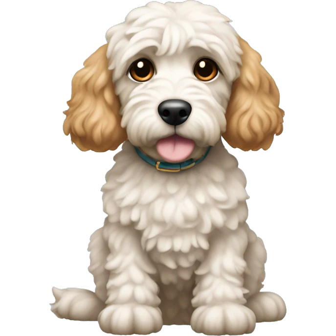 Cockapoo dog with apricot ears white body emoji