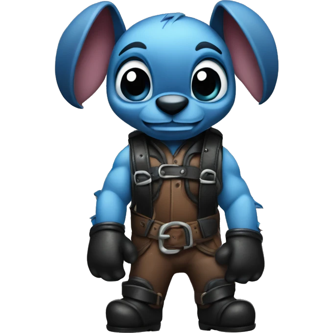 Stitch in leather harness and black Gloves emoji