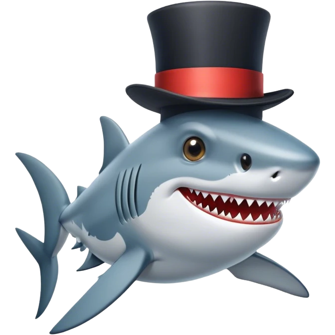 Shark with a top hat emoji