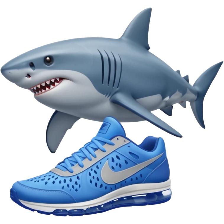 Shark with blue nike shoes on his legs emoji