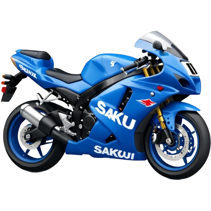 a Suzuki GSXR 1000 motorcycle with the word 'Sakqu' in smoky, drifting letters above it, emoji style emoji
