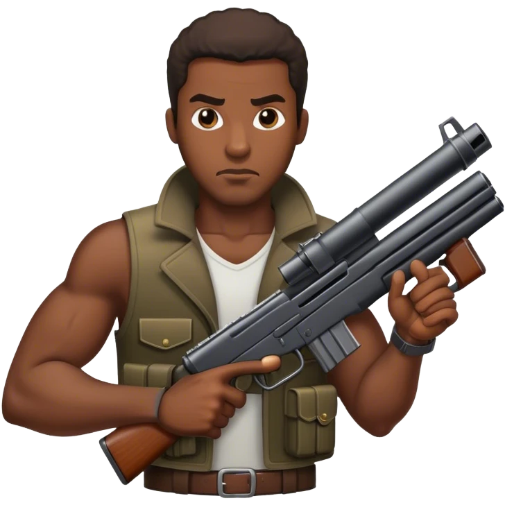 black man with big gun  emoji