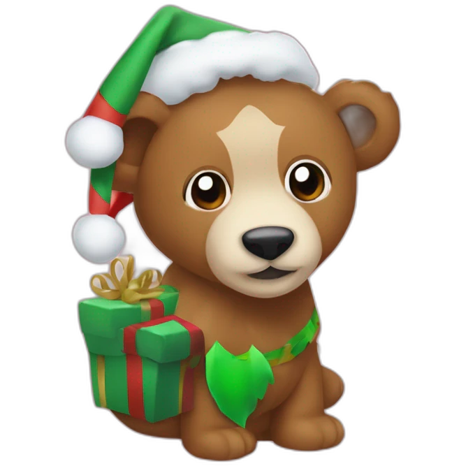Osito navideño montado en un ciervo emoji