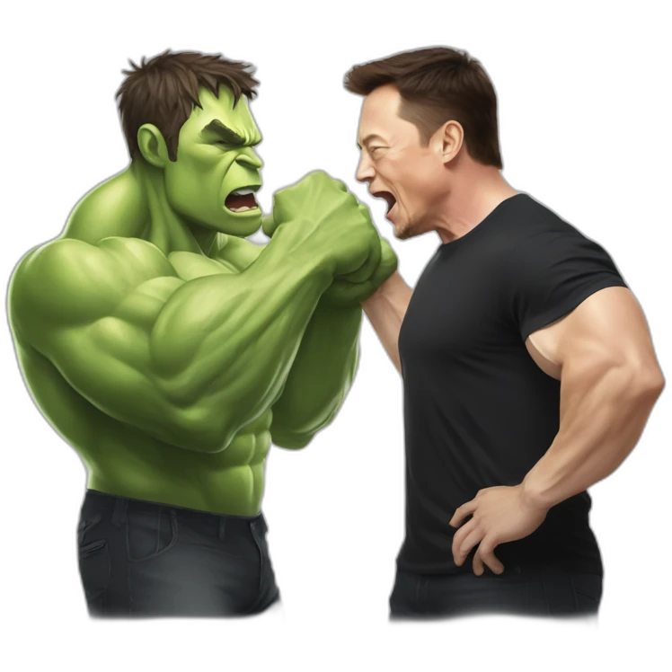elon musk defeats hulk fighting emoji