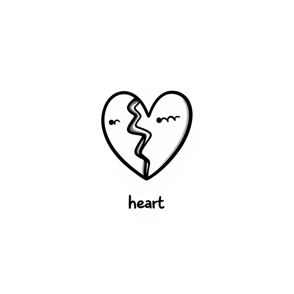 broken heart hand drawn doodle style emoji