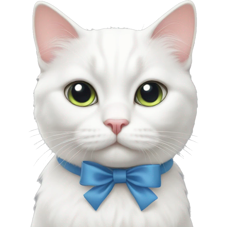 White cat with a bow emoji