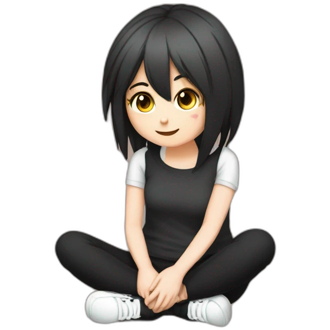 Full body curvy emo girl sits on the floor черная юбка белые трусики рваные полосатые чулки emoji
