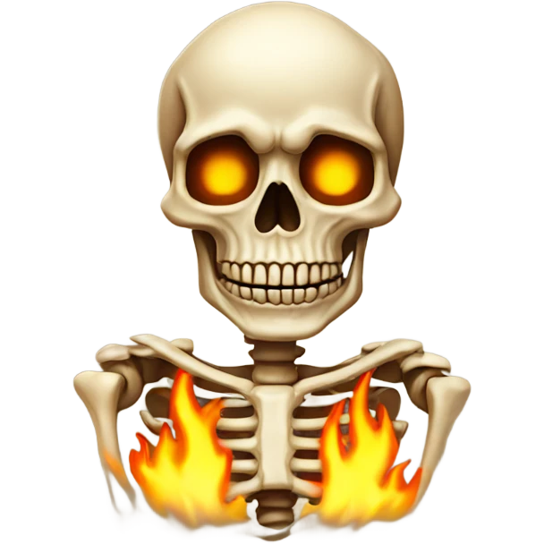Skeleton with flames emoji