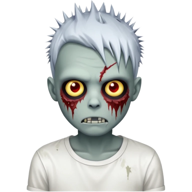 chrome zombie boy with spiky emo hair and white shirt emoji