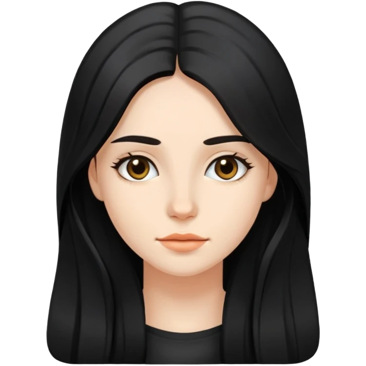 "- Nữ
- 25 tuổi
- Da trắng
- Tóc đen, dài (ngôi giữa)
- Mặt bình thường
" emoji
