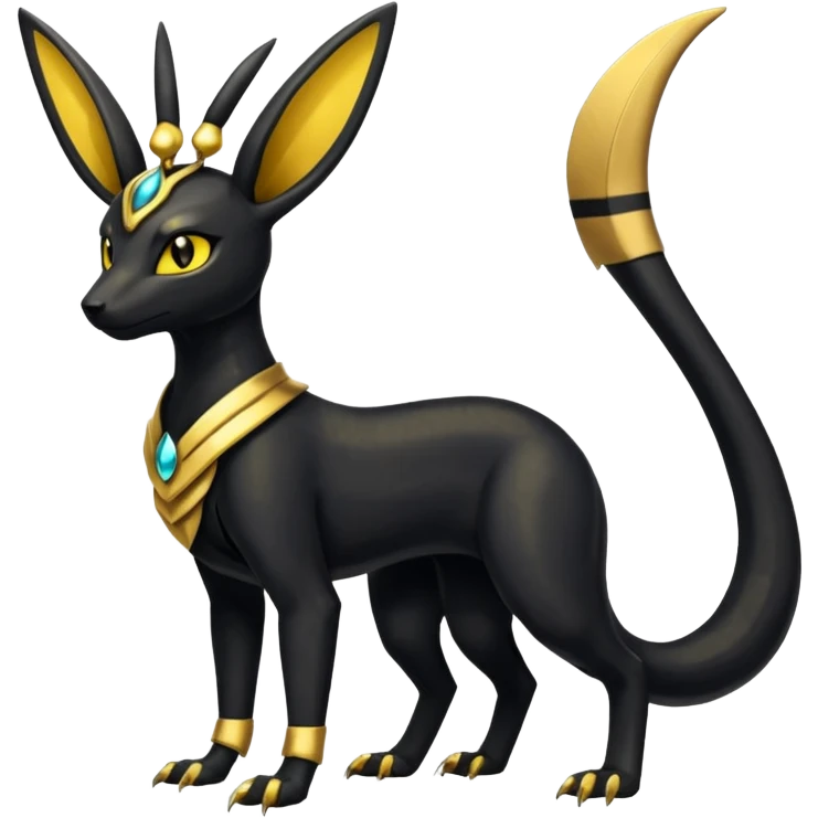 Shiny 4-legged Umbreon-Anubis-Salandit-Beedrill-fusion, full body emoji