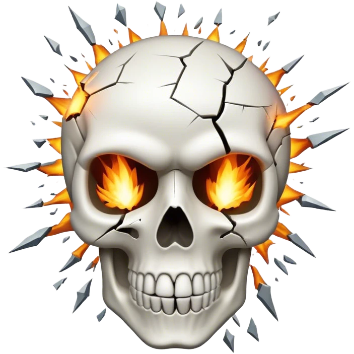 Skull emoji with exploding head emoji
