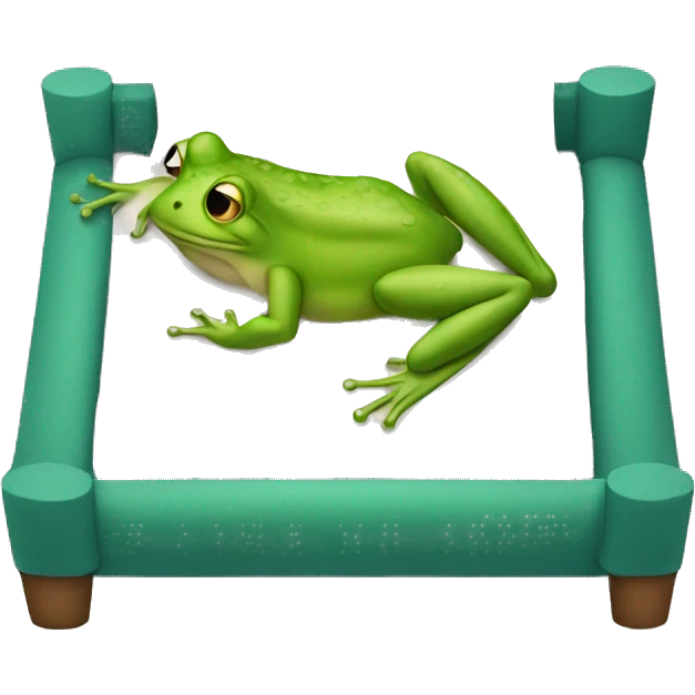 A real frog laying in a big bed emoji