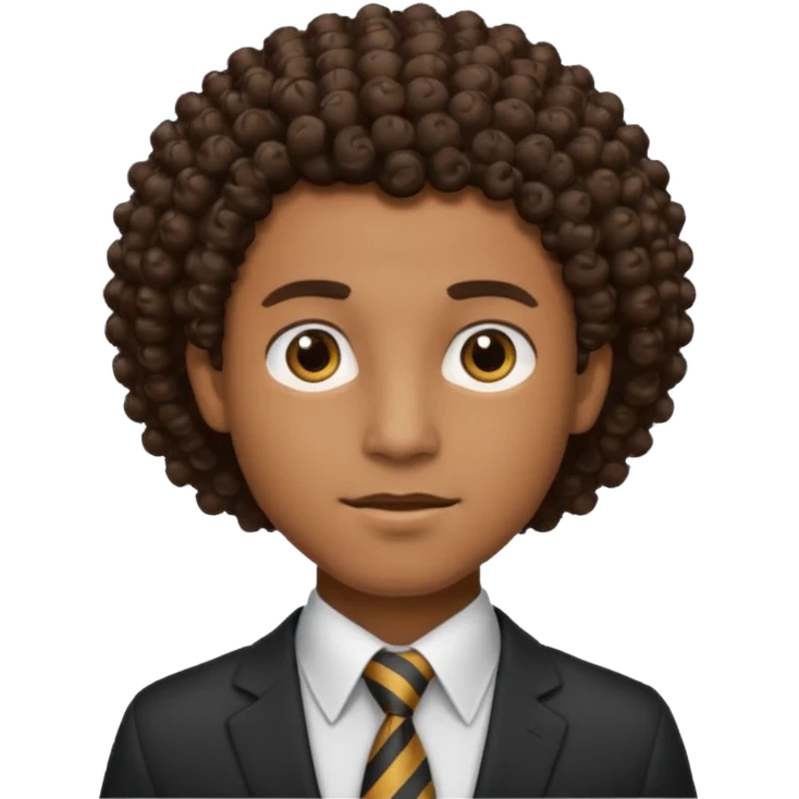 curly hair black man with tie emoji