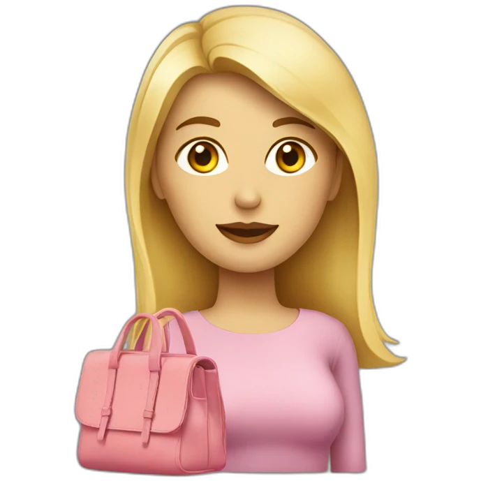 Mujer rubia usando bolso emoji