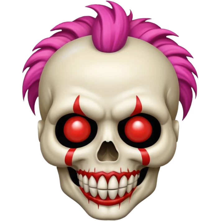 Skull with clown hair and pointing at the screen  emoji