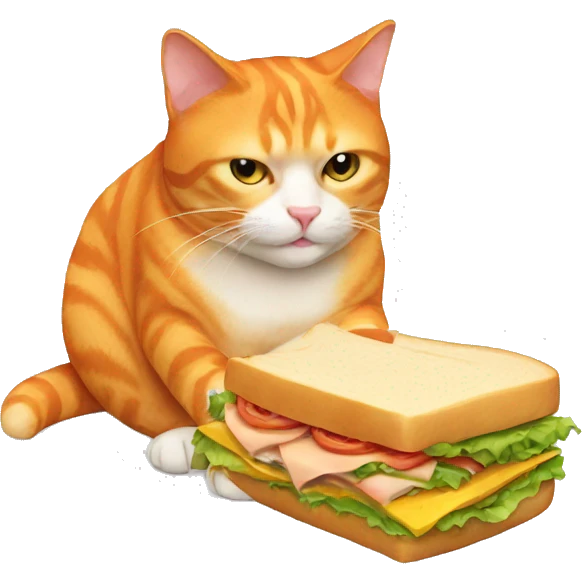 Orange Cat eating a large sandwich  emoji