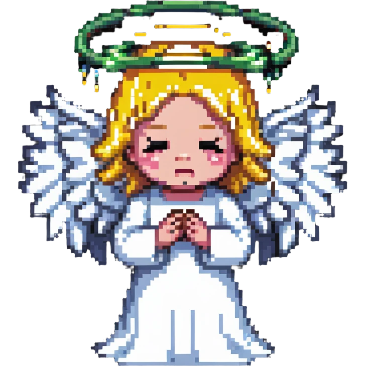 angel with a halo, crying emoji