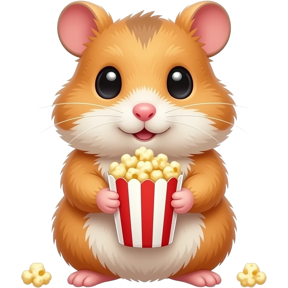 furry hamster holding  popcorn front facing emoji