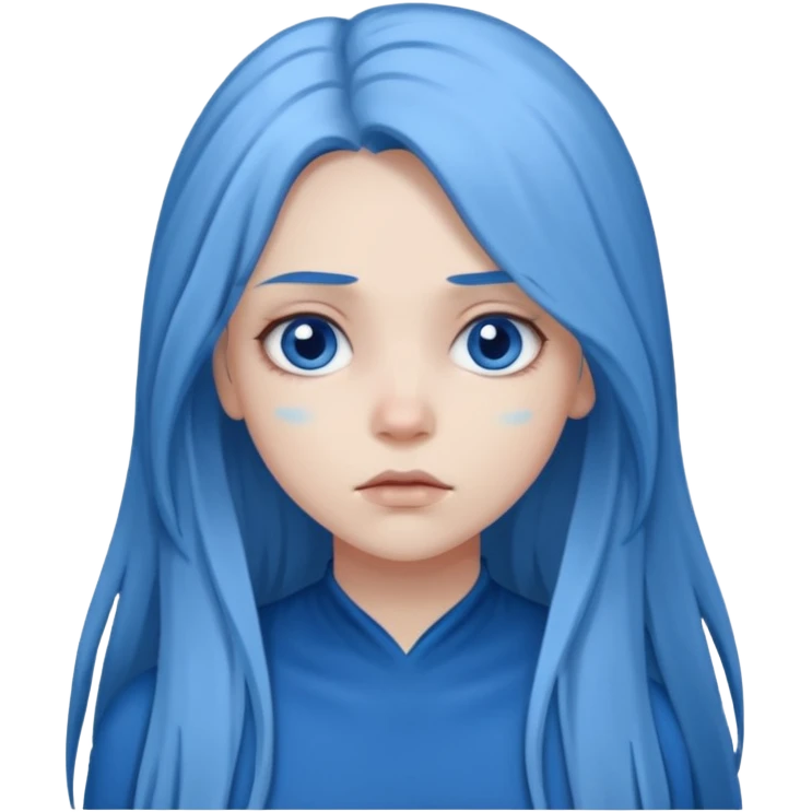blue long hair killing looks in gray girl emoji