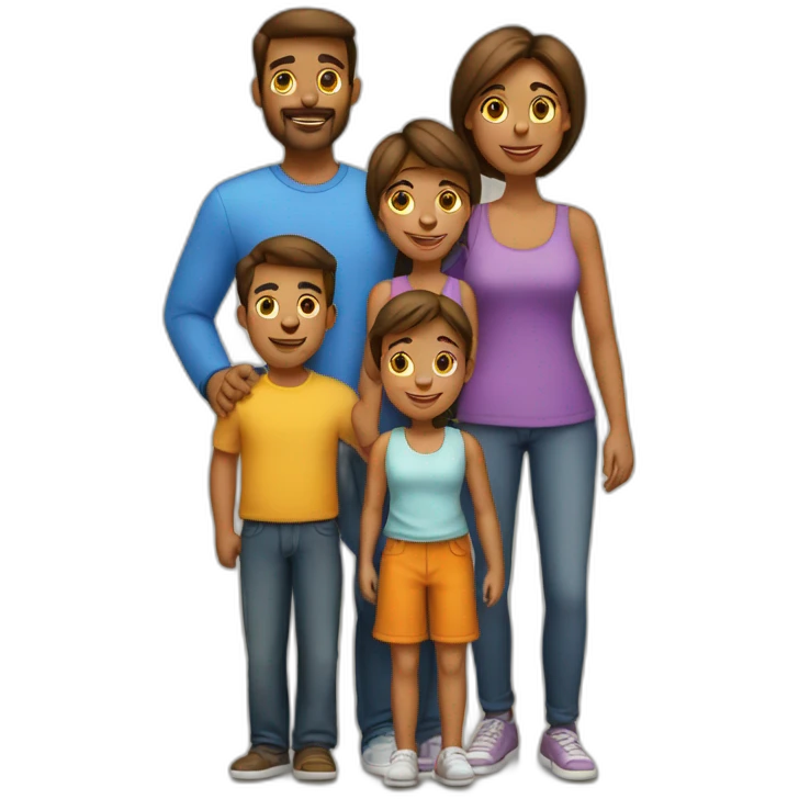 a family with 1 dad 1 mom 1 sister and 4 brothers emoji