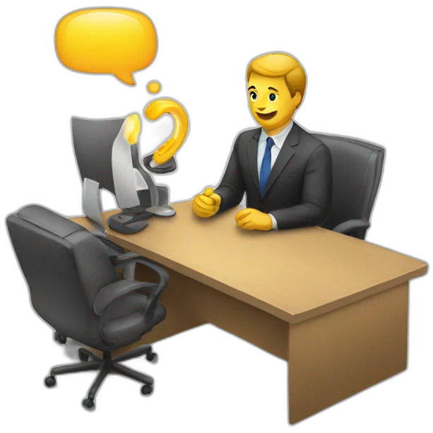 A strategy partner talking to a room emoji
