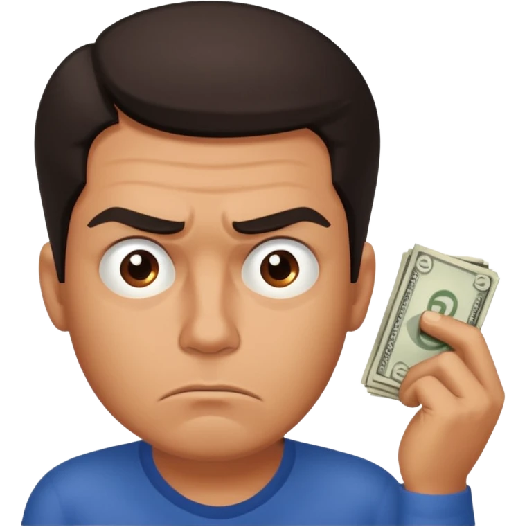 frustrated man thinking about money emoji