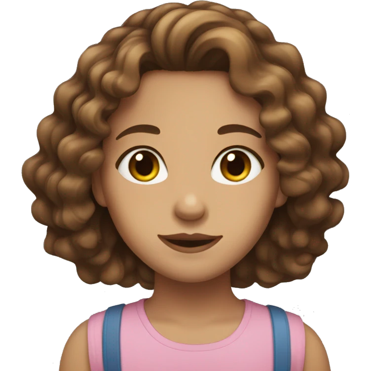 Girl with brown wavy hair and brown eyes emoji