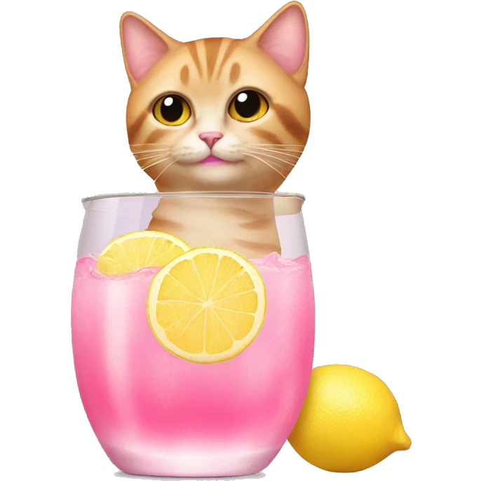 Cat making pink lemonade emoji