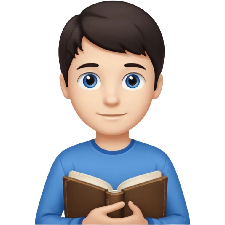 պետք է լինի կանգնած տղա որի աջ ձեռքում լինի գիրք մի փոքր ժպտա մուգ մազերով  emoji